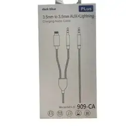 Dark Blue 3.5 Mm To 3.5 Mm Aux + Lightning