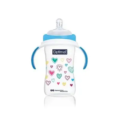 Breast-Like Extra Wide Neck Feeding Bottle 240ml (+6) with Handle - Blue
