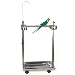 Large Size Bird Feeder Stand Adjustable Height Rolling Bird Perch Play Stand With Universal Wheels Stainless Steel Parrot