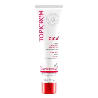 Topicrem Cica Repair Soothing Cream Irritated Skins 100ML/ كريم مرمم و مهدئ توبكريم سيكا 100مل يعالج - تهيجات البشرة - القروح - التشققات - طفح الحفاضات والندب - حالات حروق بتركيبته التي تحتوي على النحاس والزنك والمنغنيز وحمض الهيالورونيك يرمم البشرة ويقلل مـن الاحمرار والتهيج