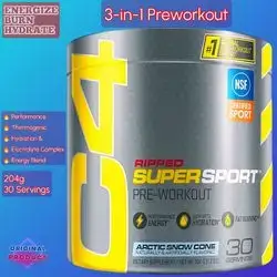 Cellucor C4 Ripped SuperSport Preworkout, Supercharged to Drive Performance & Fat Burning, with Hydrating Electrolytes, Caffeine, L Carnitine Tartrate, CarnoSyn Beta-Alanine, L Arginine, B6 & B12, 30 Servings preworkout 