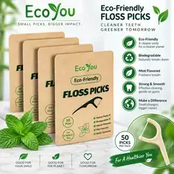 EcoYou Eco-Friendly Floss Picks - 50 Picks (Dental Floss Picks)