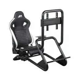 AG Agon Racing Simulator Bucket Seat Chair & Integrated Monitor Stand (Black & White)