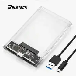 Hdd Case Hard Drive Enclosure With USB3.0 To USB C Cable For SATA SSD/HDD/Reletech