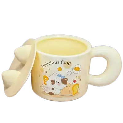 Cute Ceramic Cup with Lid