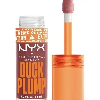 NYX PROFESSIONAL MAKEUP Duck Plump High Pigment Lip Gloss, Lip Plumper Gloss with Spicy Ginger - Mauve Out Of My Way