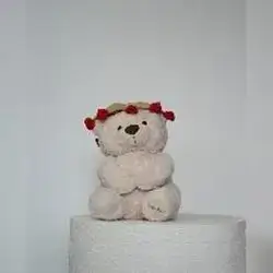 White Teddy Bear with Heart Crown