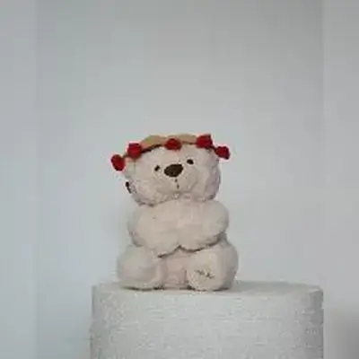 White Teddy Bear with Heart Crown