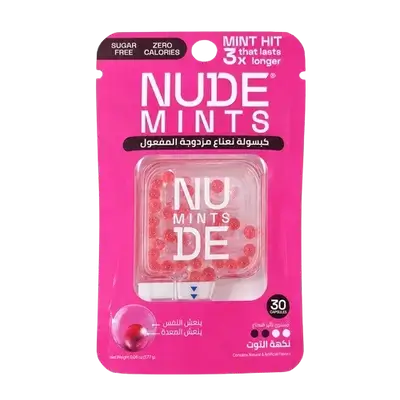 Dual Action Liquid Capsules Berries Flavor 30 Capsules _ NUDE MINTS