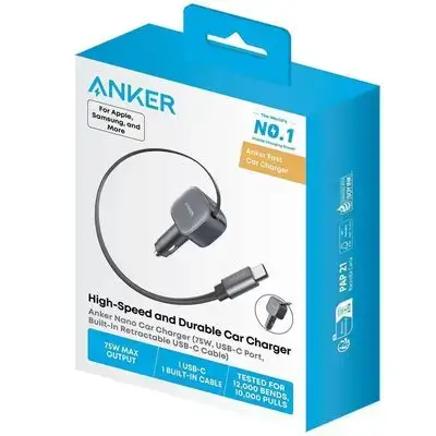 Anker USB-C 75W Retractable Car Charger
