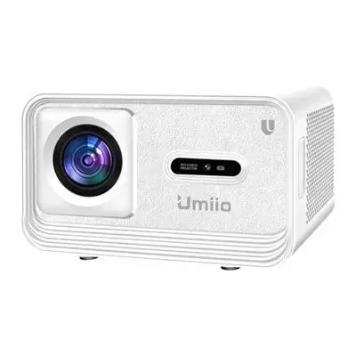 Inder Umiio 4K WiFi6 Bluetooth Projector - Home Theater Video Projector, Focus By Remote Control, Keystone Smart Projector Compatible with Android, iOS,PC,1200ANSI, 50"-150" Screen Projection (White)