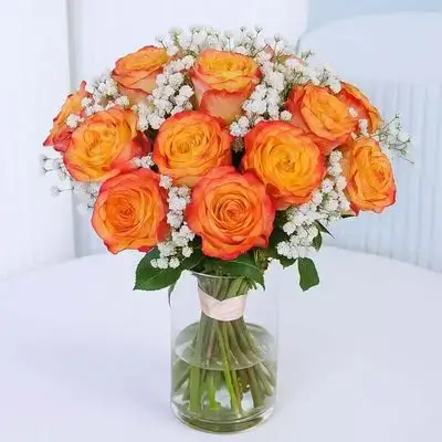 Flower Bouquet with Vase – 22 Flowers
