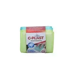 C-Plast Dishwashing Sponge Scourer 4 Pcs