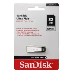 SanDisk Ultra Flair 32GB, USB 3.0 Flash Drive, 150MB/s read
