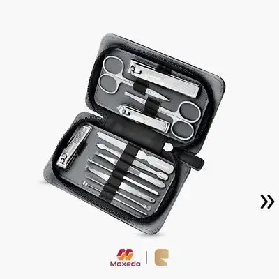 Moxedo 12 in 1 Kit Stainless Steel Professional Nail Clipper Manicure and Pedicure Grooming Tools Set for Hands Foot and Facial with Leather Travel Case