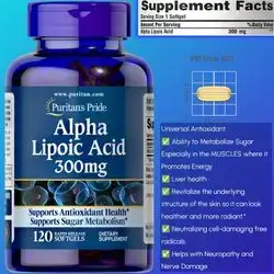 Alpha Lipoic Acid, 300 mg, ala, metabolize sugar in muscles, promotes energy, liver health, healthy Radiant Skin, universal antioxidant, sugar burn and metabolism, 120 Softgels, ALA