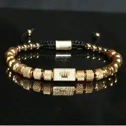1pc Royal Golden Crown Charm Men's Bracelet