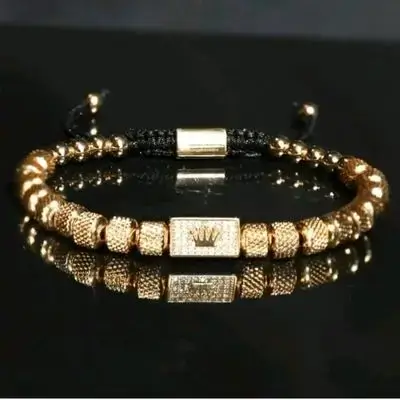 1pc Royal Golden Crown Charm Men's Bracelet