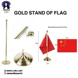 Gold Stand Of Flag 32cm
