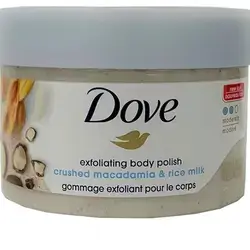Dove Exfoliating Body Polish Body Scrub Macadamia & Rice Milk 10.5 oz