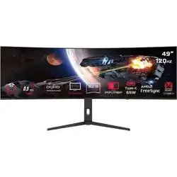 GAMEON GOC49DQHD120 Curved Gaming Monitor 49 VA Display DQHD Resolution 120Hz 0.5ms (MPRT) - Black (open box)