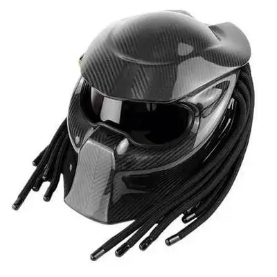 Predator Custom Full-Face Motorcycle Helmet – Real Carbon Fiber Shell with Red Laser Pointer