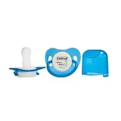 Round Nipple Silicone Pacifier with Cover (+6) - Blue