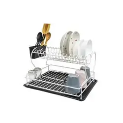 Plate Rack With Tray Black