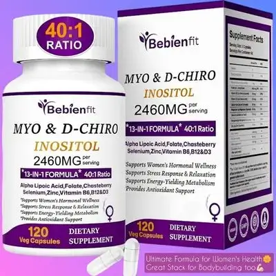 Inositol, 13-in-1 Myo Inositol & D-Chiro Inositol for Women PCOS,Hormonal Balance, fat loss, slimmer Waist, Insulin Resistance, 2460mg-40:1 Ratio, Ovarian Health & Cycle Support, Plus Alpha Lipoic Acid/Folate/Vitex/Magnesium/Multivitamin, 120Cap inositol