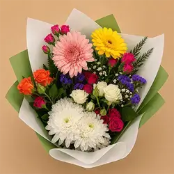Baby Rose, Gerbera, and Statice Bouquet