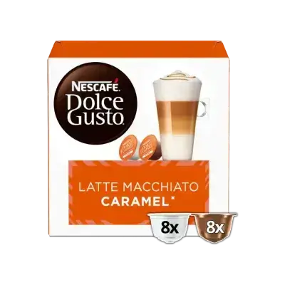 Nescafé Dolce Gusto Latte Macchiato Caramel Capsules (8 Milk + 8 Espresso)