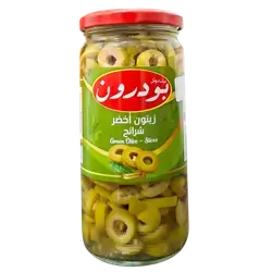Bodrum Sliced Green Olives (Glass Jar) 450g