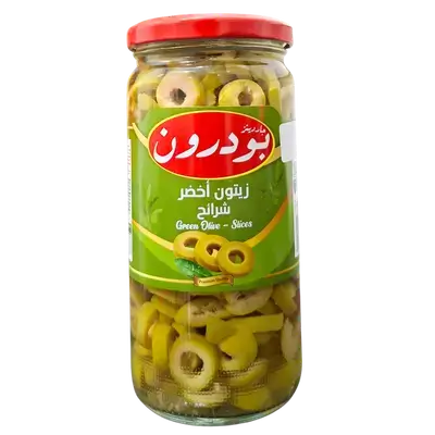 Bodrum Sliced Green Olives (Glass Jar) 450g
