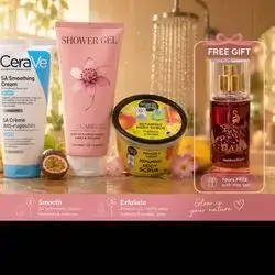 body Skincare Set for strawberry skin ,3 pieces + ( 1 free item )