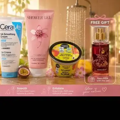 body Skincare Set for strawberry skin ,3 pieces + ( 1 free item )