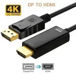 Display Port to HDMI Cable DP Adapter Converter Audio Video PC HDTV 1.8 meter
