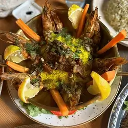 Grilled Jumbo Shrimp with Rice (Beirut-style)