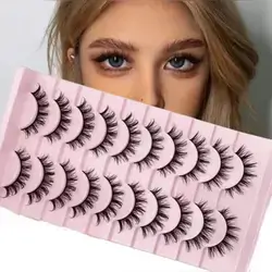 10 Pairs Of Comic Lashes - Multilayer Natural Cross Thick FalseEyelashes