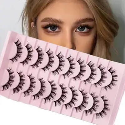 10 Pairs Of Comic Lashes - Multilayer Natural Cross Thick FalseEyelashes