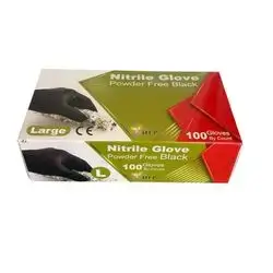 hfp nitrile gloves powder free black size large 100 gloves