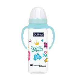 P.P Slim Waist Feeding Bottle with Handle 2 From 6-12 Months BLUE 240ml OPB-1027(B) _ Optimal