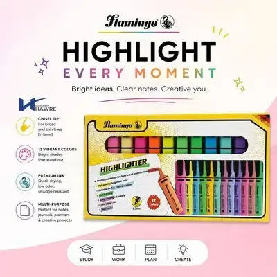 Set Highlighter 12colour-flamingo