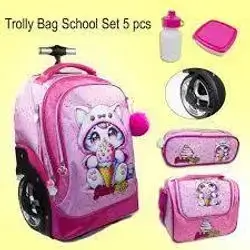 Flamingo School Bag With Tyer 5 Pcs