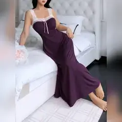 SHEIN Elegant Lace Patchwork Spaghetti Strap Long Nightgown - Medium
