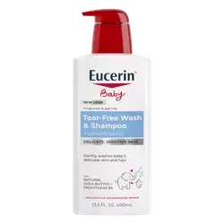 Eucerin Baby Unscented Baby Shampoo and Body Wash, Tear Free Infant Shampoo and Wash, 13.5 fl oz Pump Bottle 400ML