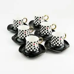 Set Of 6 Black Leaf Cups 02
