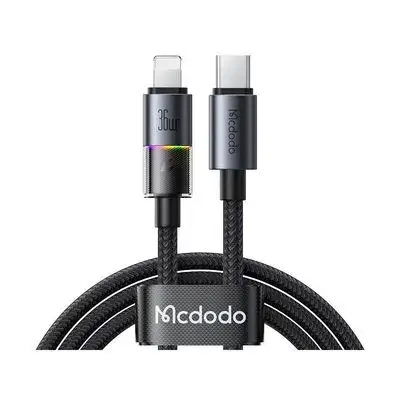 MCDODO CA8190 USB-C TO LIGHTNING CABLE WITH 7 COLORFUL LIGHTS 1.2M (BLACK)