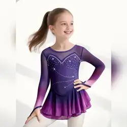Young Girls Figure Skating Dress, Ombre Purple - 6 YEARS