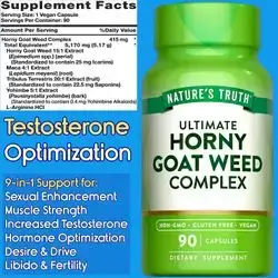 Horny Goat Weed Complex, Maca Root, Tribulus, Yohimbe, Argenine, testosterone booster, Sexual performance, Libido and drive, muscle strength, 90 Capsules Testosterone