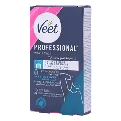 Easy-Gel Wax Strips Bikini & Underarm for Sensitive Skin 16 Wax Strips and 4 Perfect Finish Wipes _ Veet